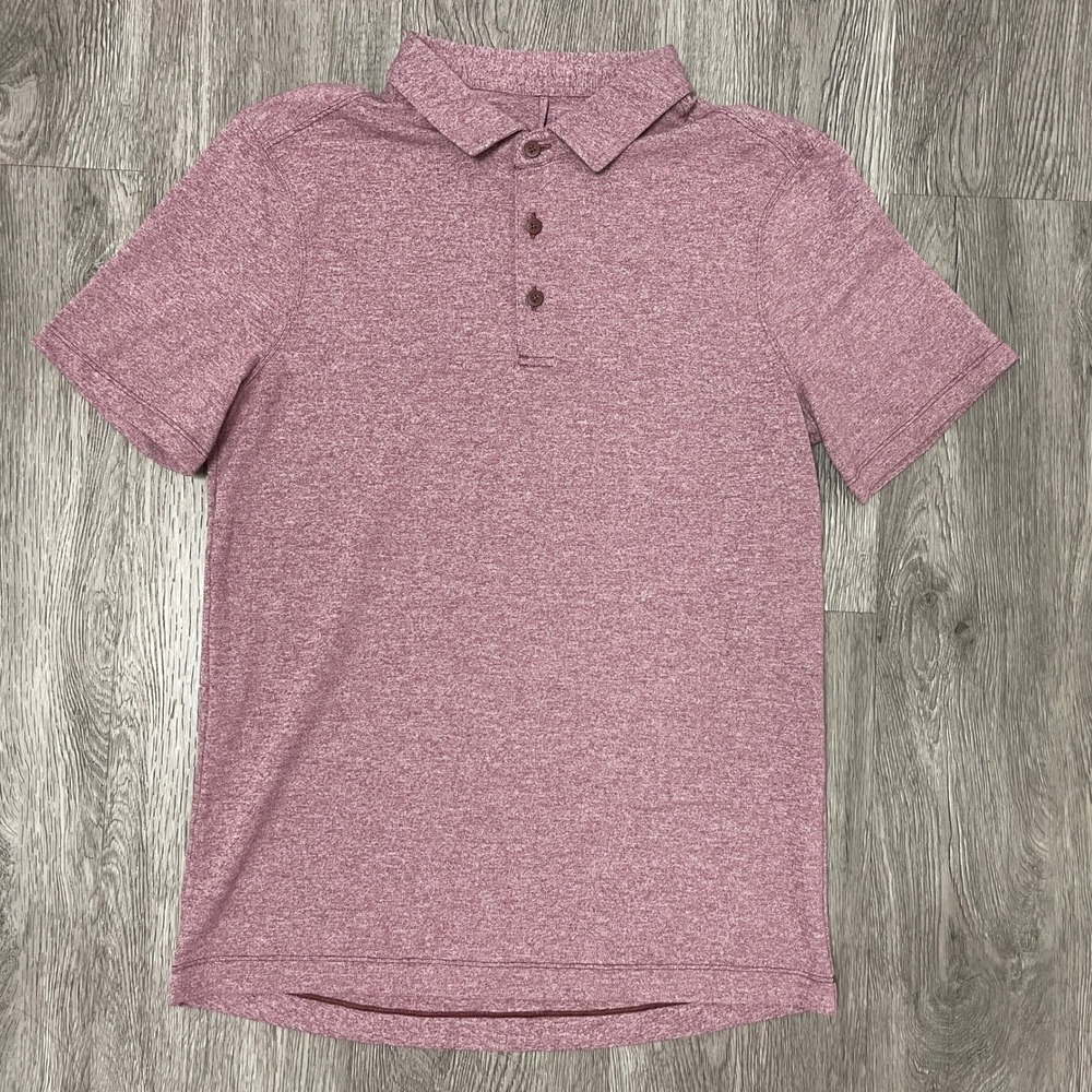 Lululemon Polo Shirt Mens X-Small Red Heather Evolution Golf Performance